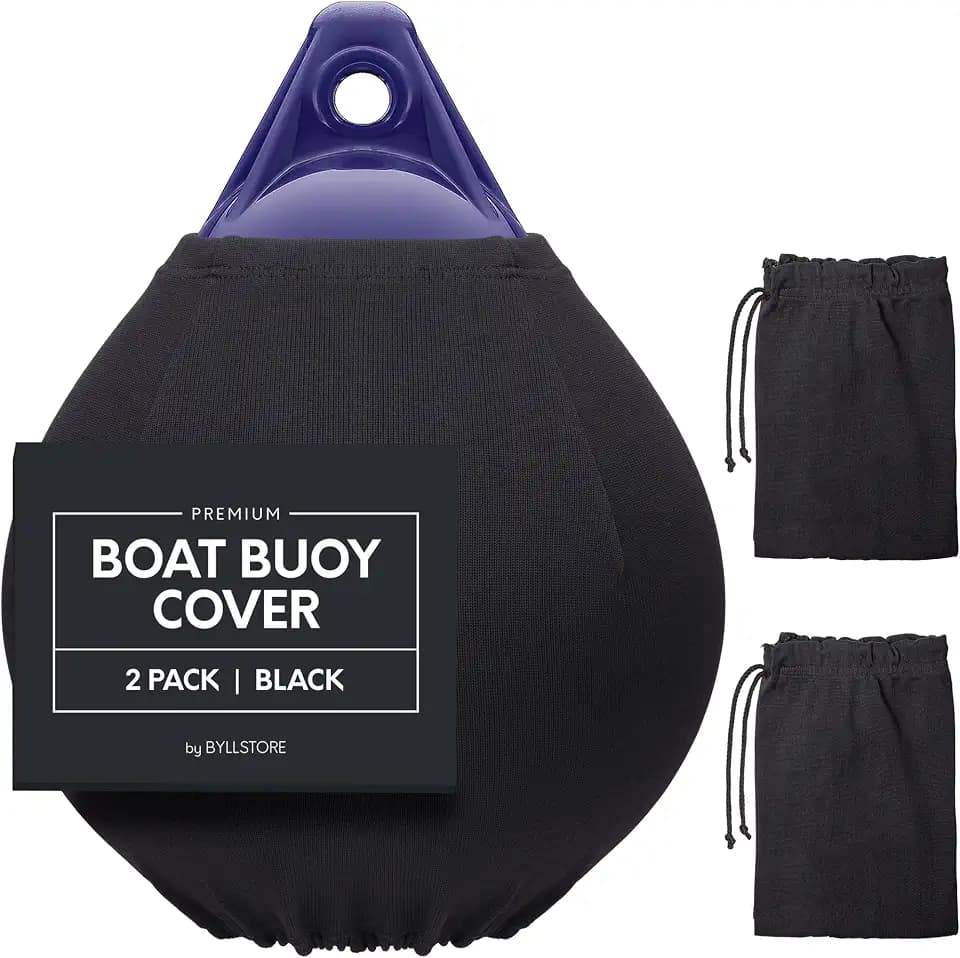 Boat Buoy Covers | 1, 2 & 4-Pack | Black | Diameter x Length: 15″ x 19″ & 17.5″ x 21″ | Polyester (2-Pack & 15″ x 19″)