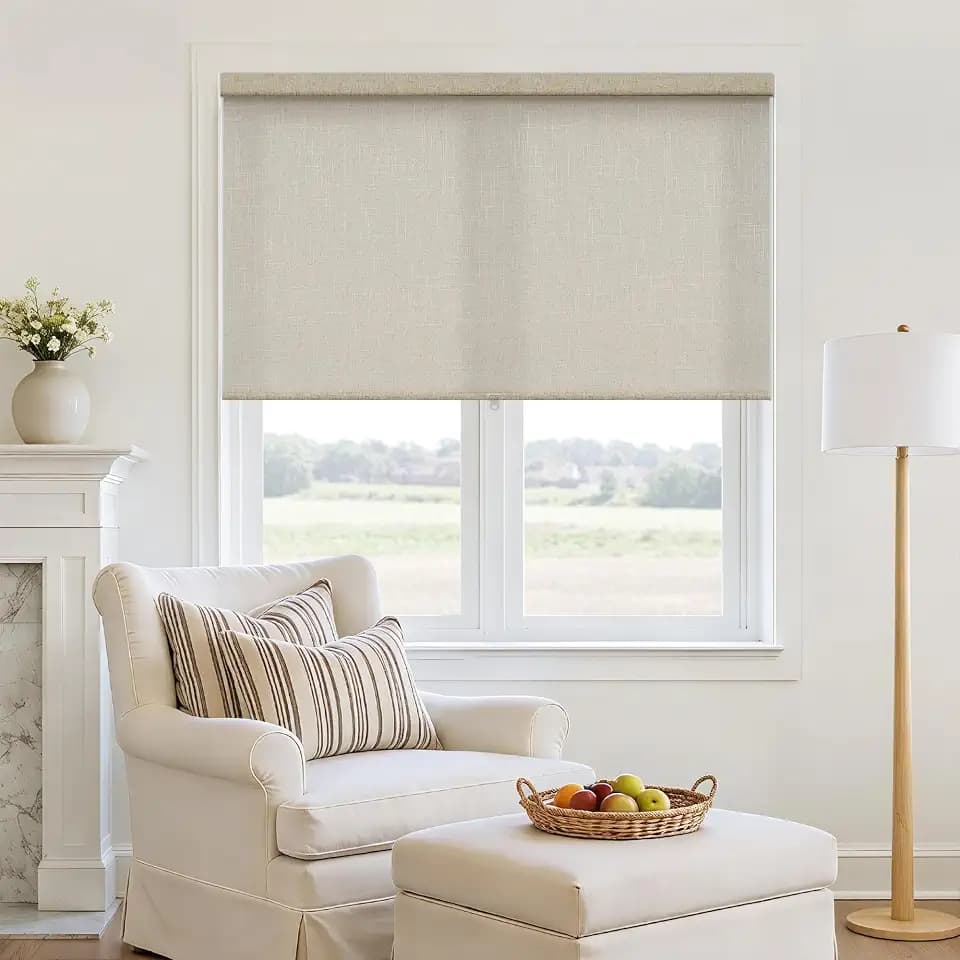 Linen Cordless Roller Shades Light Filtering Window Blinds 48" W x 72" H