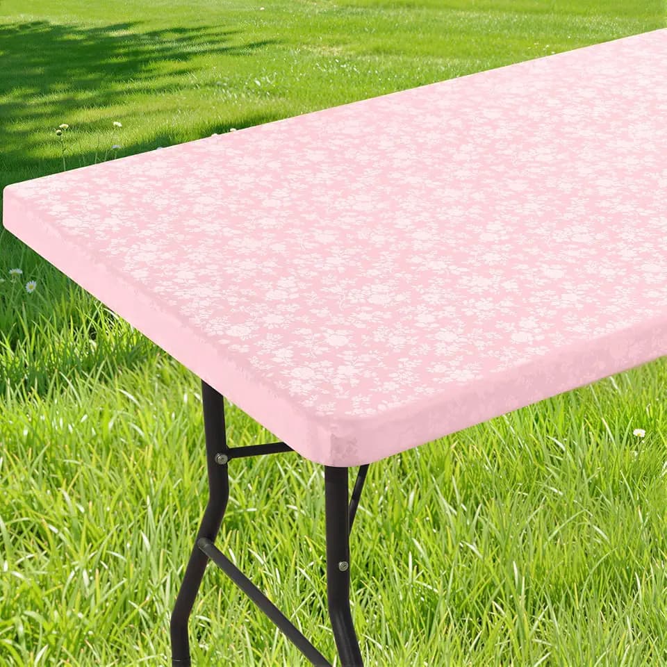 Smiry Heavy Duty Vinyl Fitted Tablecloths for 6 Foot Rectangle Tables