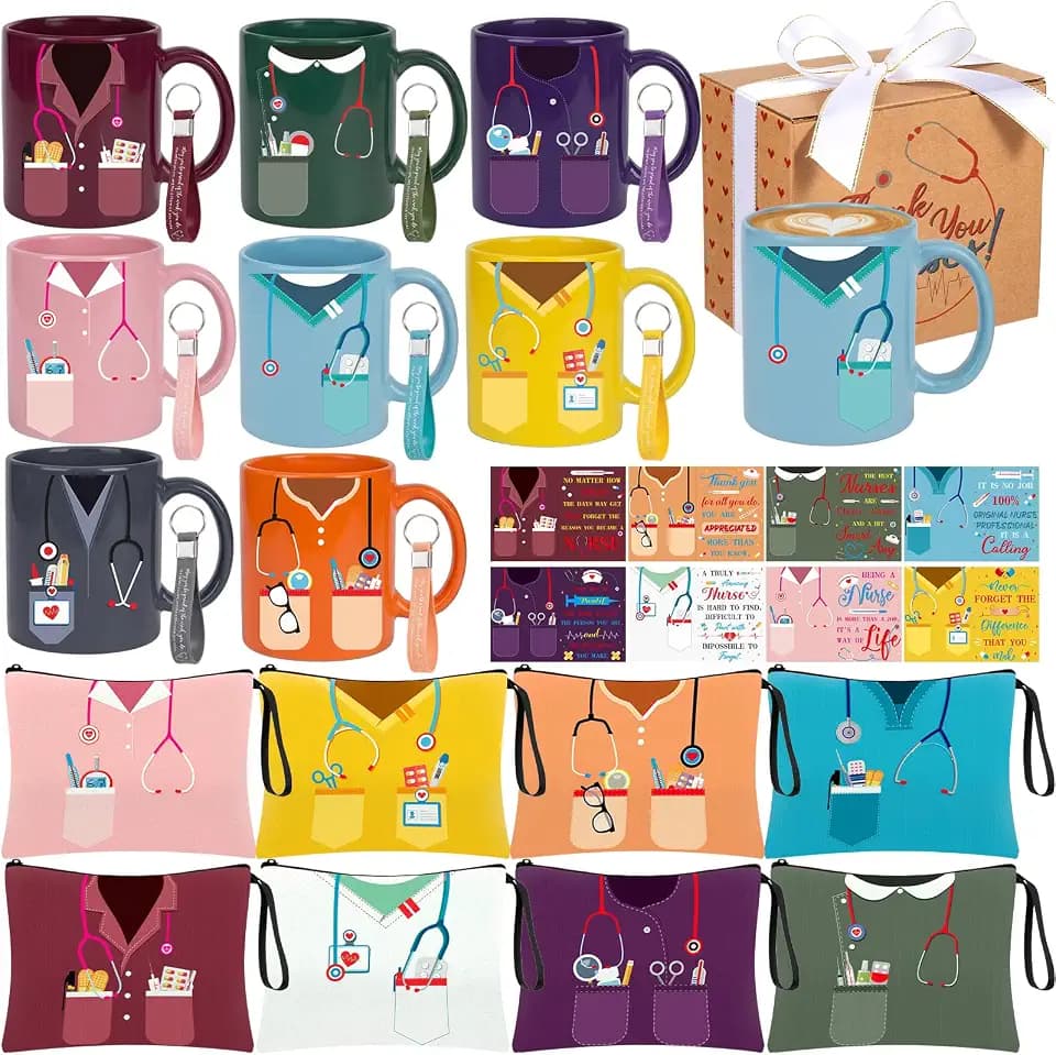 Hushee 8 Set Appreciation Gifts Bulk 12 oz Coffee Mugs Sets, Novel