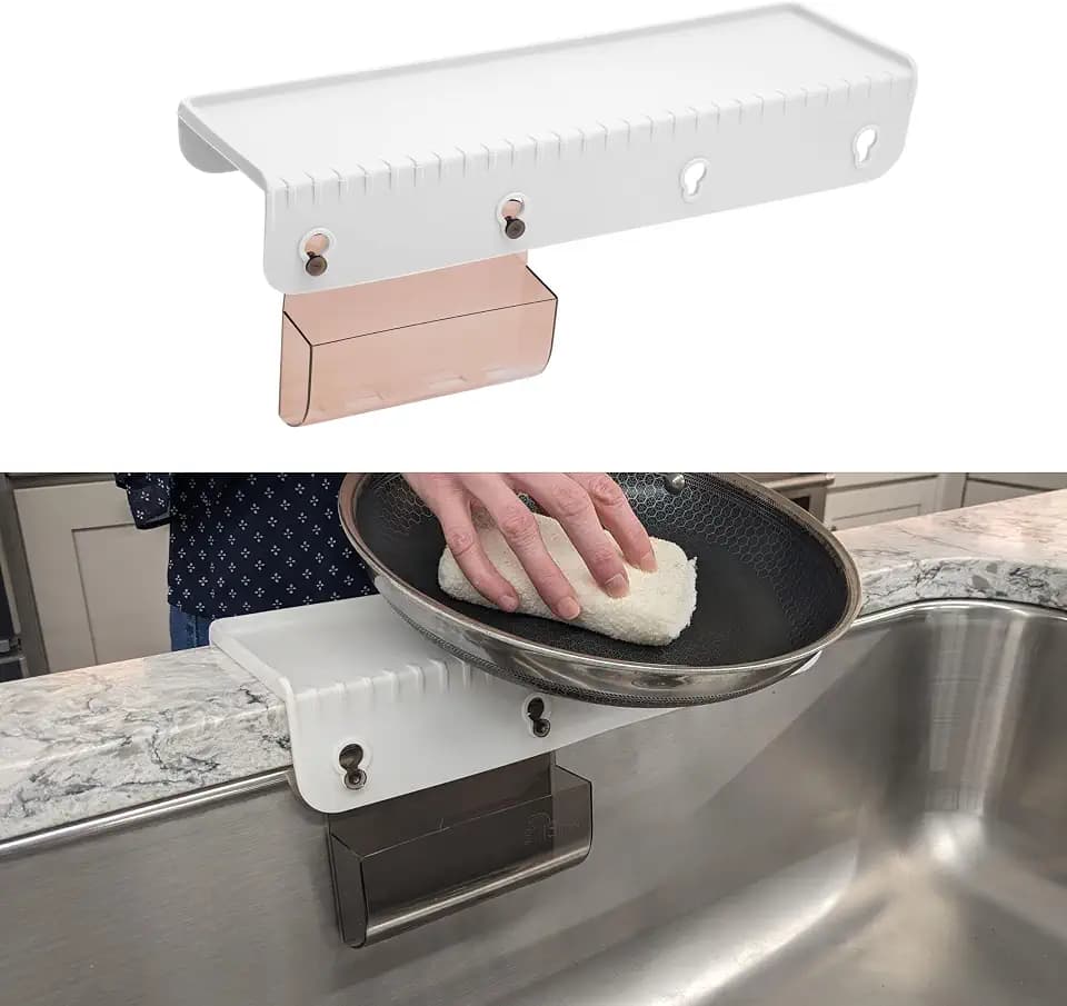 SiliSink Kitchen Sink Edge Protector, Splash Guard, 4in x 14in, White