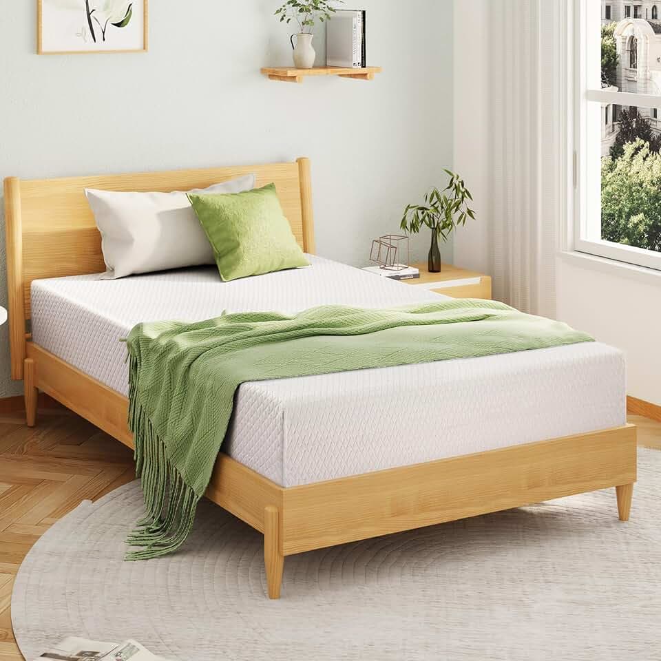 EGOHOME Full Size Memory Foam Mattress 8 Inch, Green Tea, Medium Firm