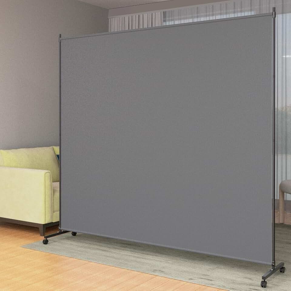 6*6FT Single Panel Room Divider/ Privacy Screen with Caster Wheels & Brakes