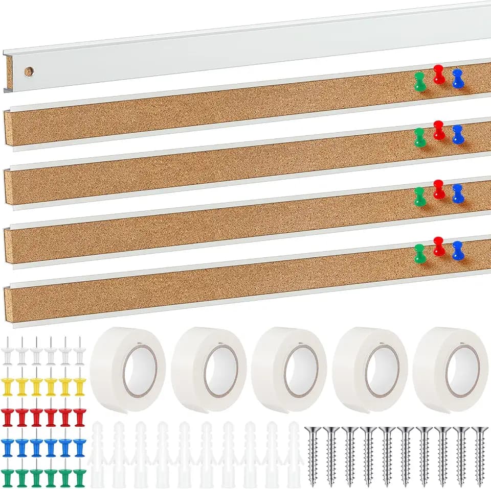 5 Pcs Corkboard Strips 48"x1" Bulletin Board Strip, Aluminum Wall Trim