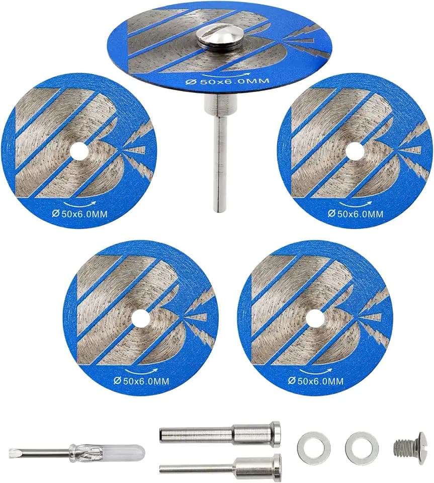 2 Inch Ultra-Thin Mini Diamond Blade - 5pcs Sintered Diamond Blade Set with 1/8"/1/4" Shank & Screwdriver*1, for Tile Grout Removal & Cutting Soft Ceramic Tiles