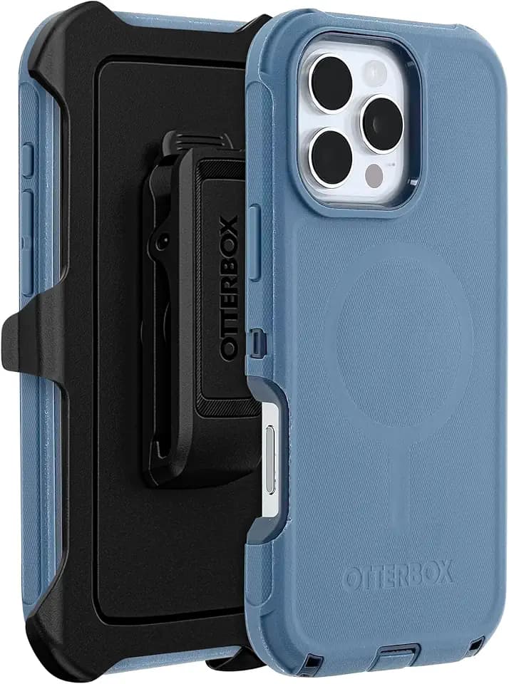 OtterBox iPhone 16 Pro Max (Only) Defender Series MagSafe Case - Baby Blue Jeans - Holster Clip Included - Built-in Magnets - Screenless - Rugged & Durable, with Port Protection, Non-Retail Packaging