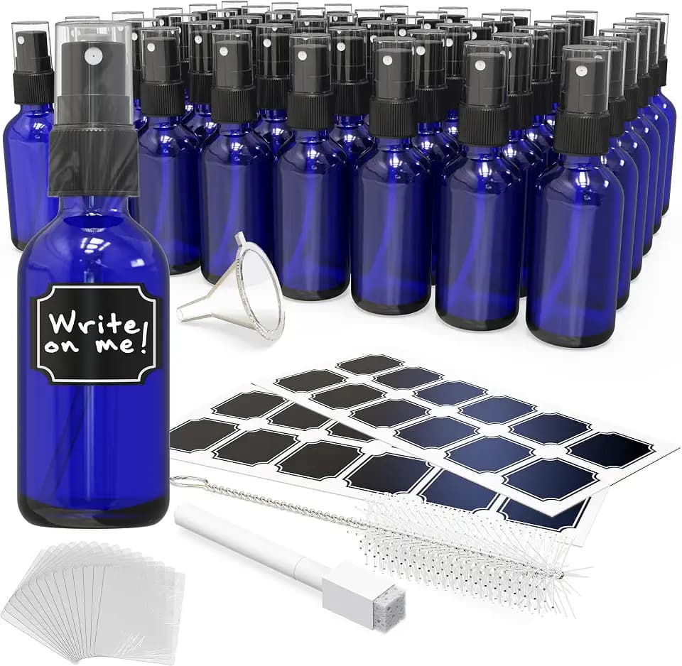 Nevlers Blue Glass Small Spray Bottle 2 Oz Set | Travel Spray Bottle 48 PK