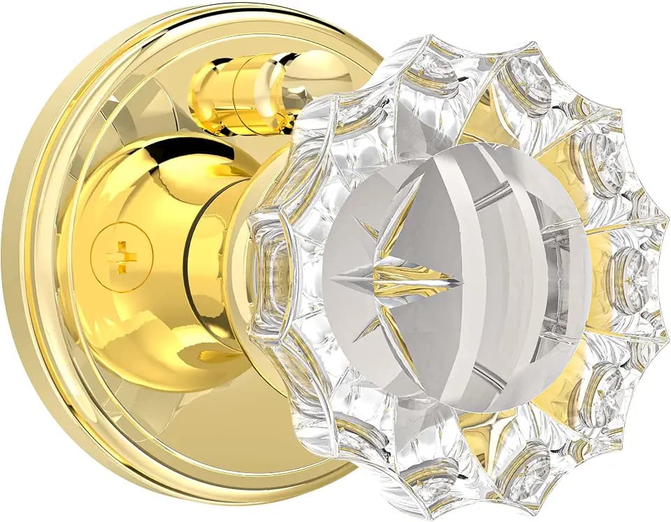 Glass Door Knobs Interior Privacy Crystal Door Knob with Lock for Bedr Bath