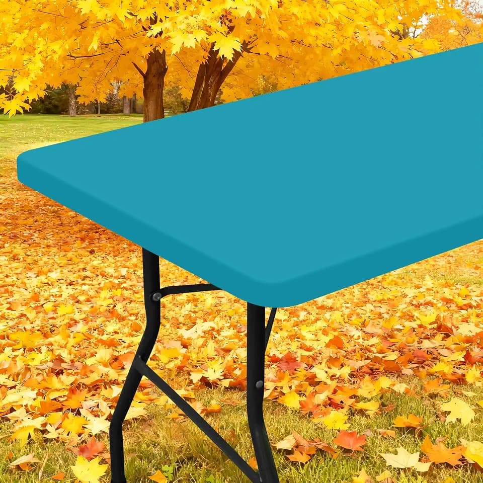 Smiry Elastic Fitted Polyester Tablecloths for 4 Foot Rectangle Tables
