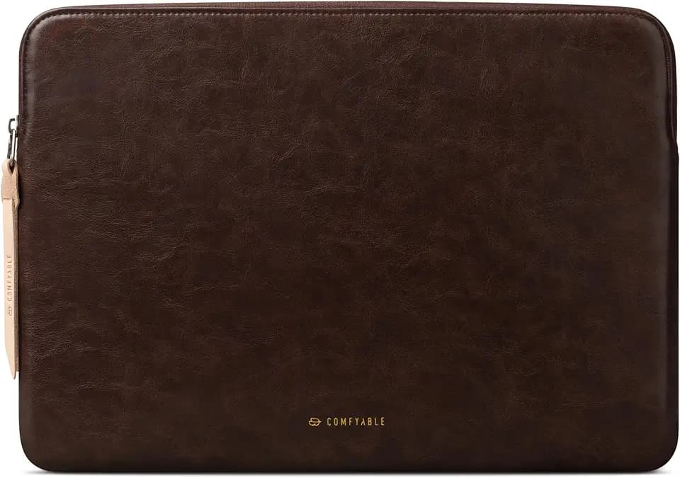 Comfyable Dünne Laptop-Hülle kompatibel mit MacBook Air 13 Zoll M4 M3 M2 M1, MacBook Pro 13 Zoll, wasserdichte PU-Lederhülle, Palisanderholz