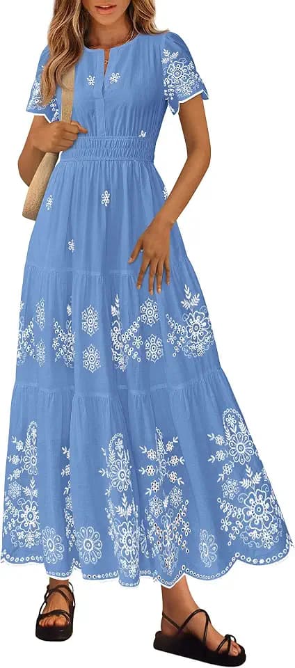 PRETTYGARDEN Womens Summer Dresses Floral Maxi Boho Spring Long Dress