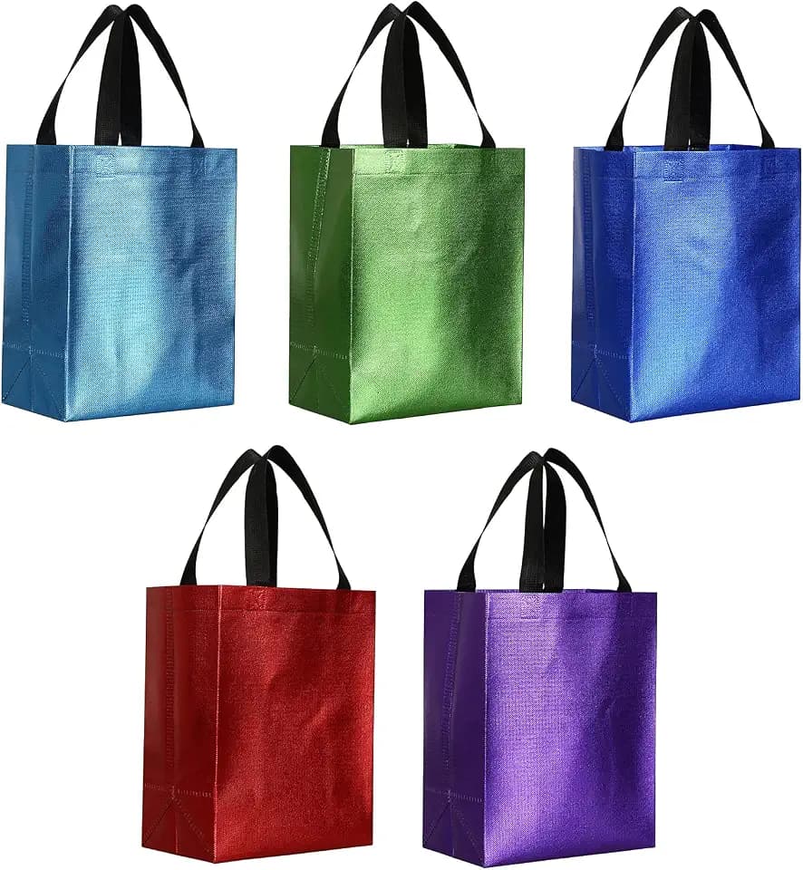 Tosnail 40 Pack 10 x 8 Inches Reusable Gift Bags, Medium Fabric Tote Bag with Handle, Present Bag for Weddings, Birthdays, Party Favors, Baby Showers, Bridal Showers - Assorted 5 Color