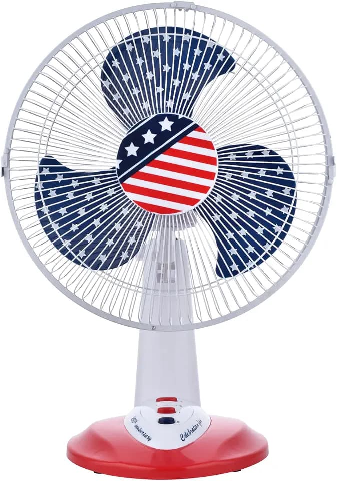 USA 250th Anniversary 12-Inch Oscillating Table Fan, Quiet, 3 Speeds