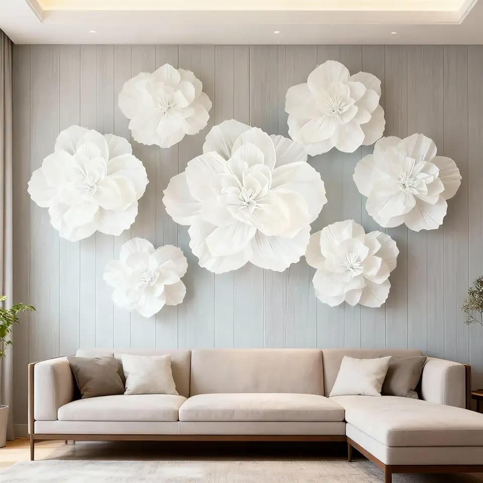 YooNotee 6 Pcs White Large Paper Flowers 24 Inch Giant Crepe Paper Flowers