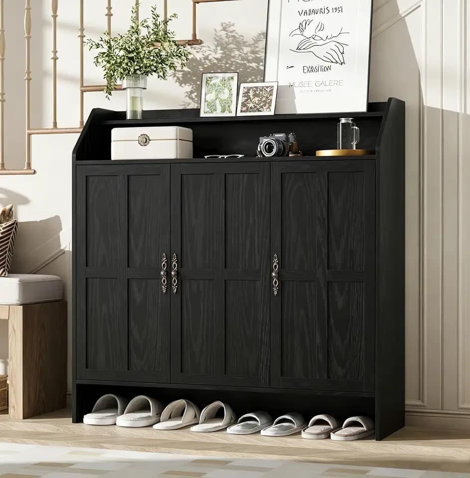 Garvee 47'' Tall Farmhouse Shoe Cabinet with 3 Doors