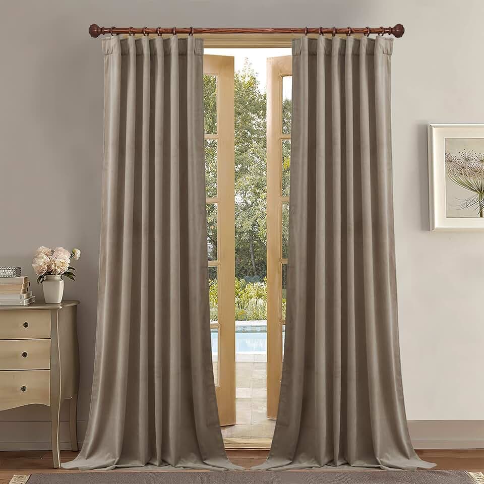 StangH Camel Beige Privacy Velvet Curtains for Bedroom, W52xL120, 2 Panels
