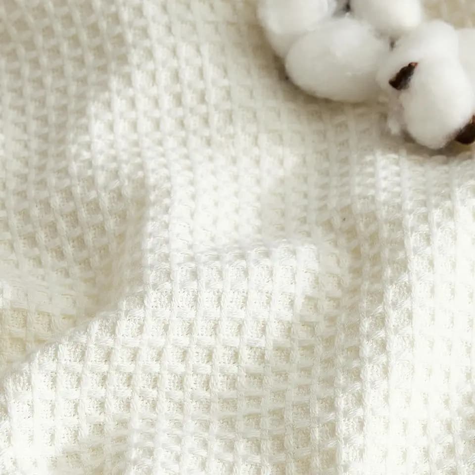 Bedsure GentleSoft 100% Cotton Blanket King Size for Bed - Breathable Lightweight and Soft for Summer, Basket Waffle Weave Woven Blankets, Home Decor Gift for Women, White, 108x90 inches