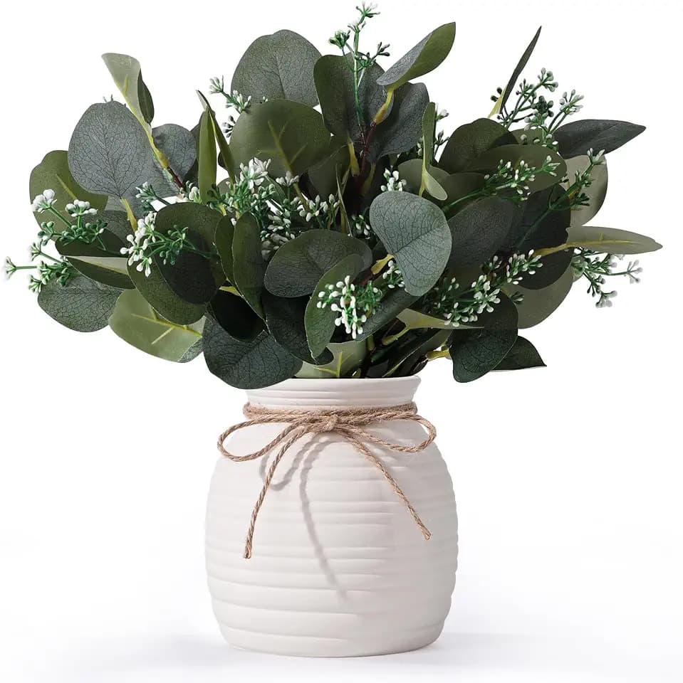 20pcs Artificial Eucalyptus Plants in Vase for Modern Farmhouse Home Decor
