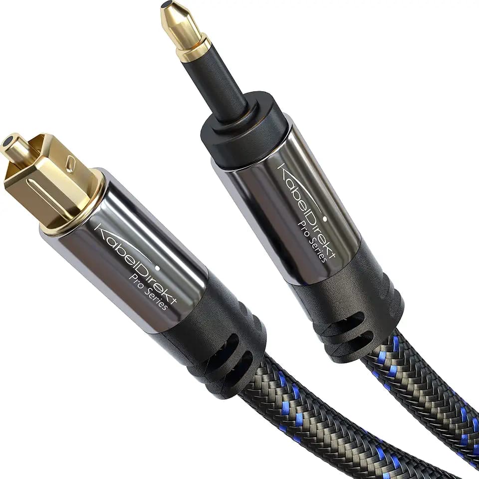 KabelDirekt – Mini-TOSLINK-Audiokabel – 1m – Nylon