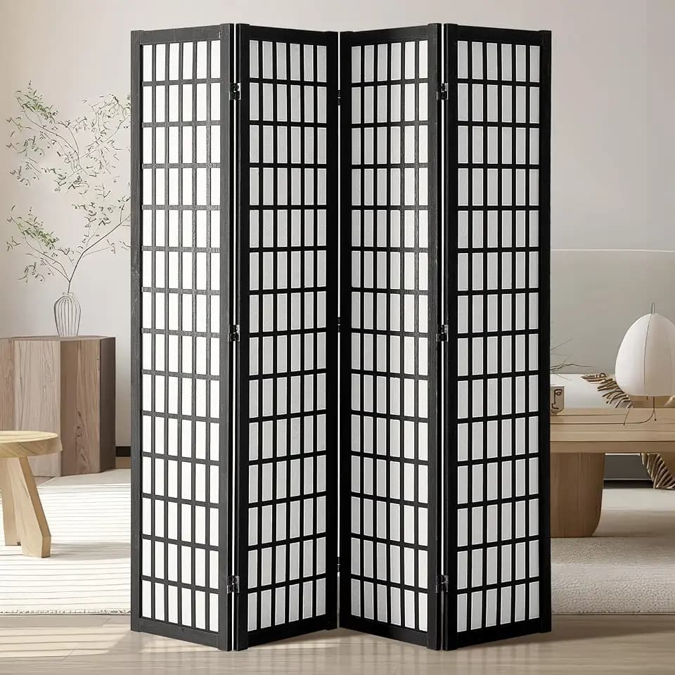 VEVOR Room Divider, 4 Panel Japanese Room Divider, Wood Folding Privacy Screen Indoor, Japanese Partition Dividers Portable Decoration Screens, for Room Separation Home Office Restaurant & Bedroom