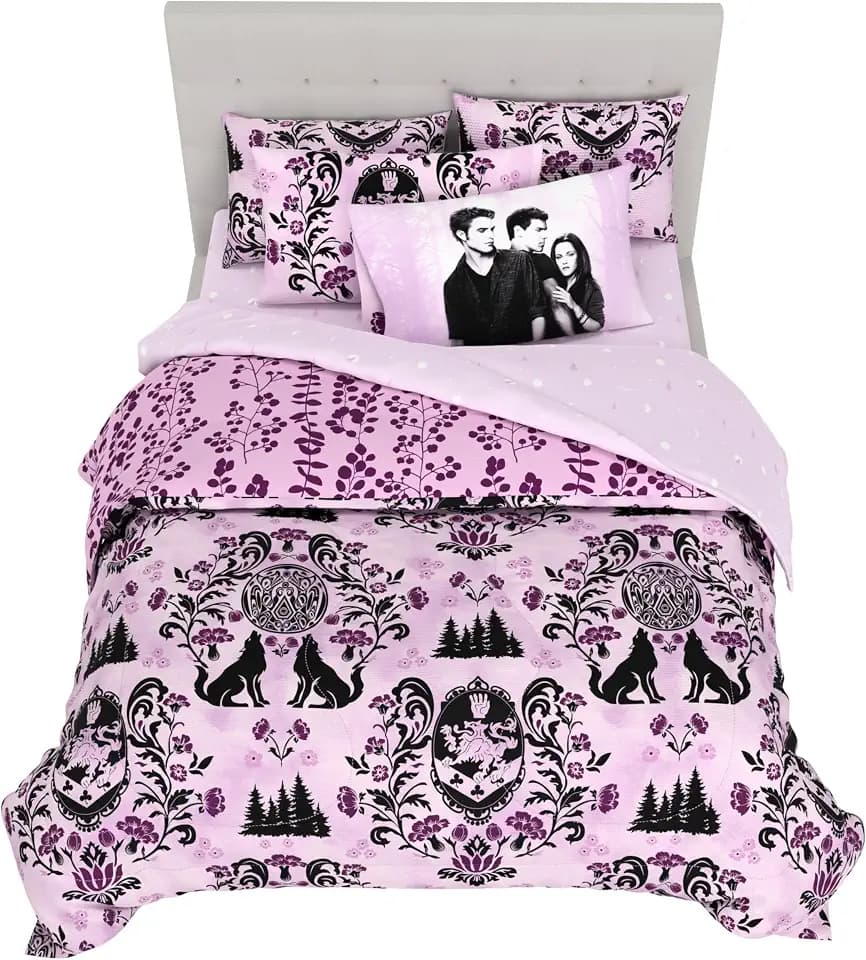 Twilight The Saga Bedding Set, Queen Size 7-Piece Super Soft Fluffy Reversible Comforter & Sheet Set with Sham, (100% Officially Licensed Product) By Franco Collectibles