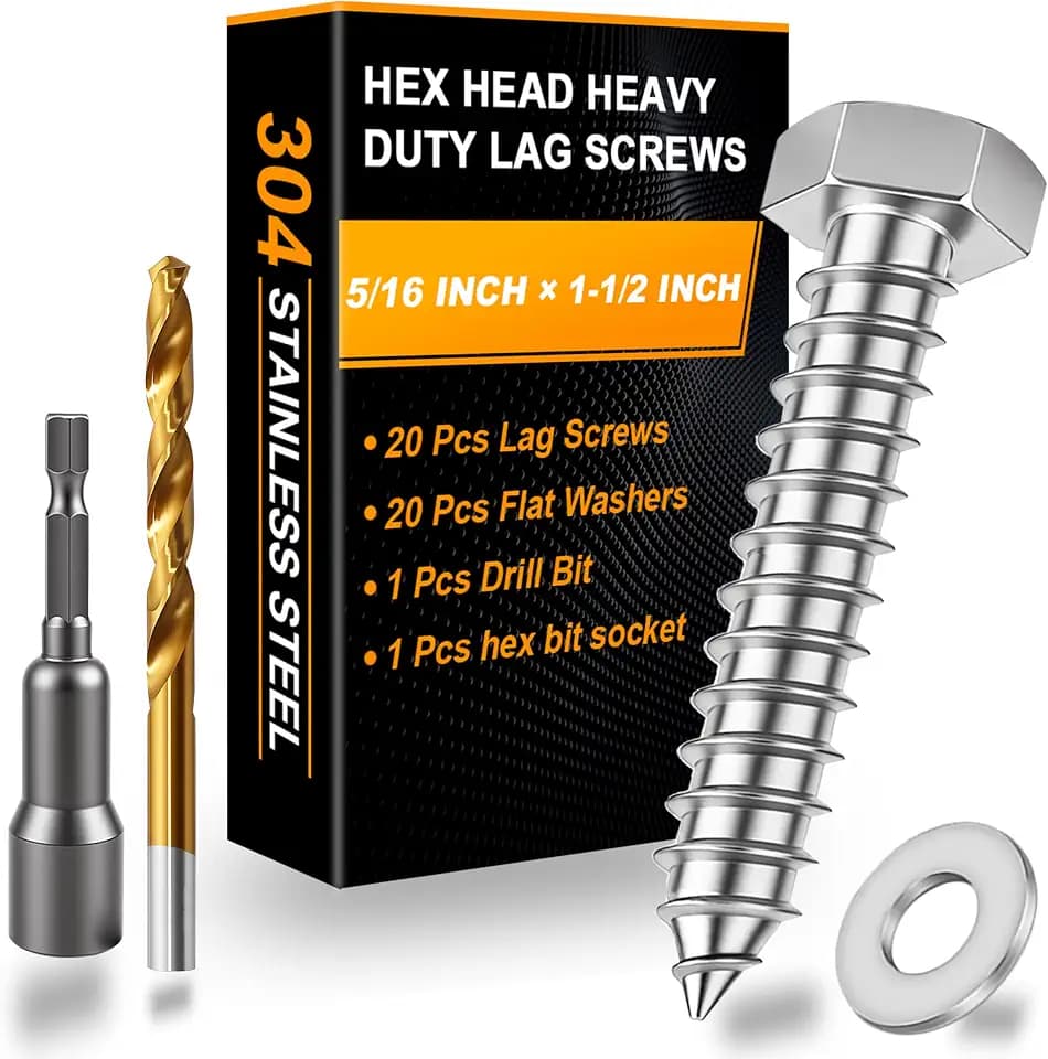 Hex Head Lag Bolts for Wood, Lag Screws 5/16" x 1-1/2",20 PCS