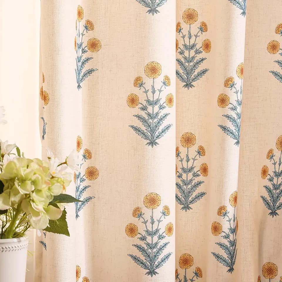 ISAENNE Designer Vintage Elegant Printed Curtain,2 Panels,87"x53"