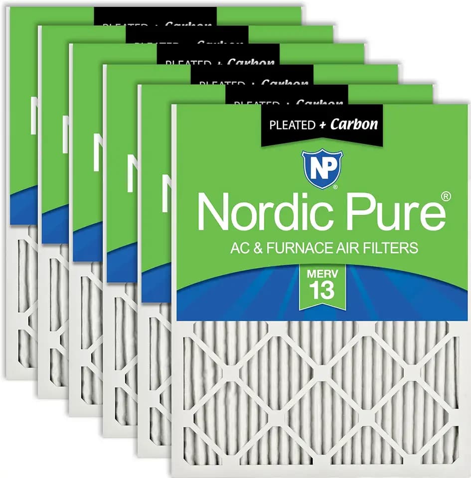 Nordic Pure 18x24x1 Pleated MERV 13 Plus Carbon Air Filters 6 Pack