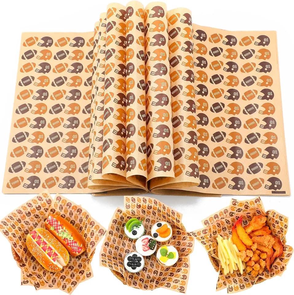 Teenyyou 150 Sheets Football Deli Paper Greaseproof Food Basket Liners