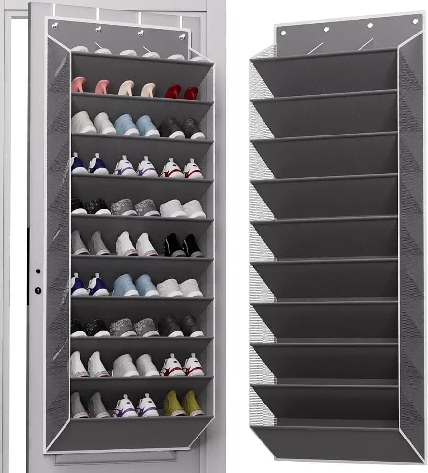 TAHAVICE 30 Pair Over the Door Shoe Organizer, Hanging Closet Shoe Storage