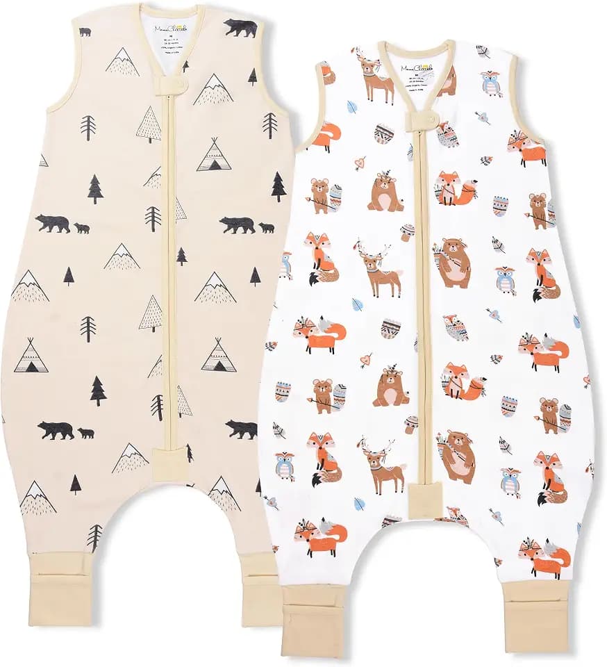 Organic Cotton Toddler Sleep Sack with Feet 0.5 TOG Wearable Blanket 2-Pack