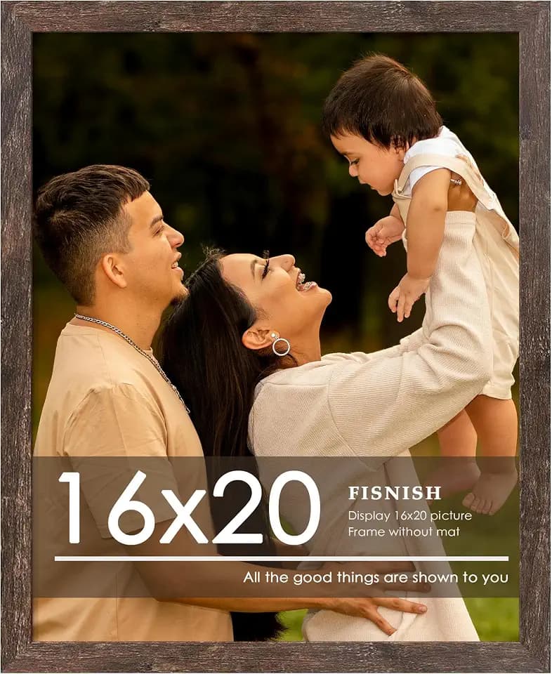 16x20 Picture Frame, Rustic Brown Poster Frame, Wall Mount, 1 Pack