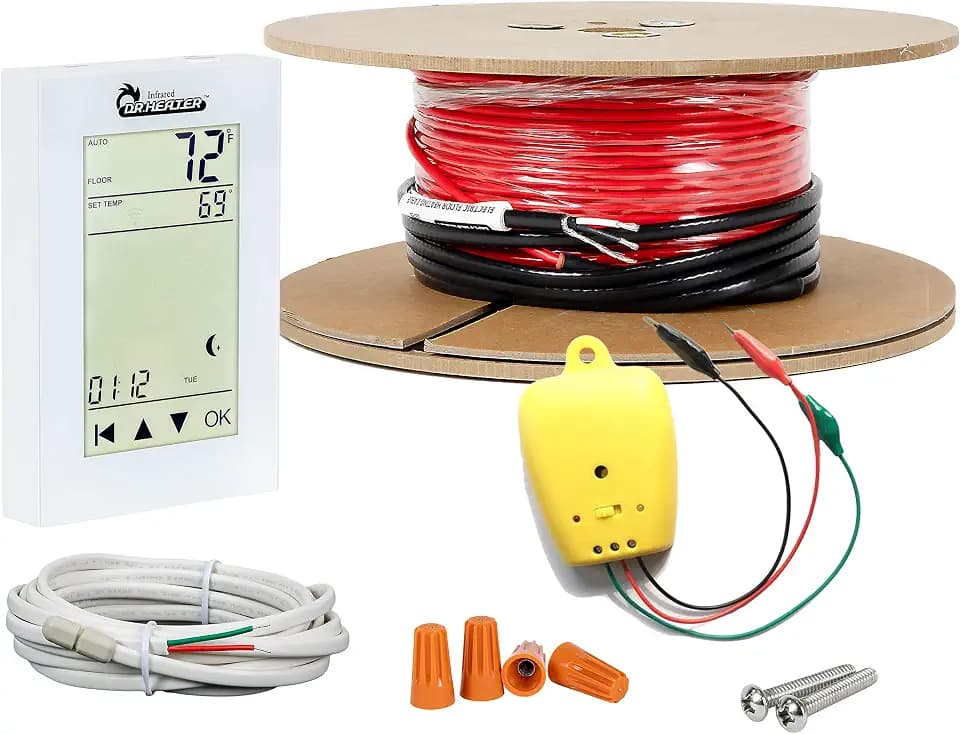 DR. INFRARED HEATER DR-9FH2120 Electric Radiant Floor Heating Cable Kit with WIFI Thermostat and Installation Monitor, App control (120 SQFT / 240 VOLT)