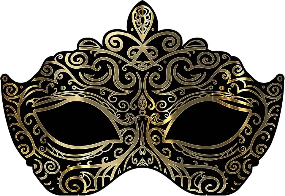 Beistle Masquerade Mask Black Gold Foil Stand-Up Prop 1 Pack 3' x 4' 4½"