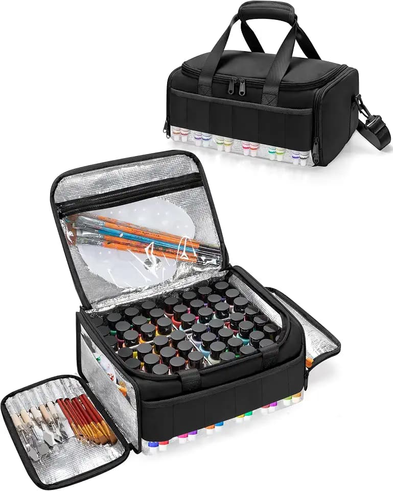 Marscamd Acrylic Paint Organizer Holds 60 Bottles (2 oz), Acrylic Paint Bag