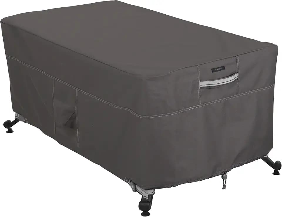 Classic Accessories Ravenna Water-Resistant 56 Inch Rectangular Fire Pit Table Cover, Outdoor Table Cover