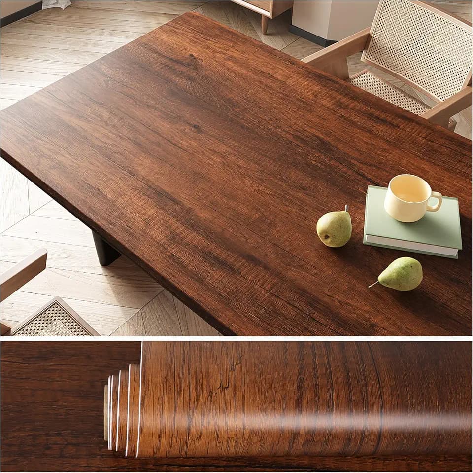VEELIKE Auburn Cherry Wood Contact Paper Peel and Stick Wood Wallpaper for Kitchen Cabinets Furniture 15.7''x354'' Self Adhesive Waterproof Vinyl Wrap Wood Grain Contact Paper for Countertop Table Top