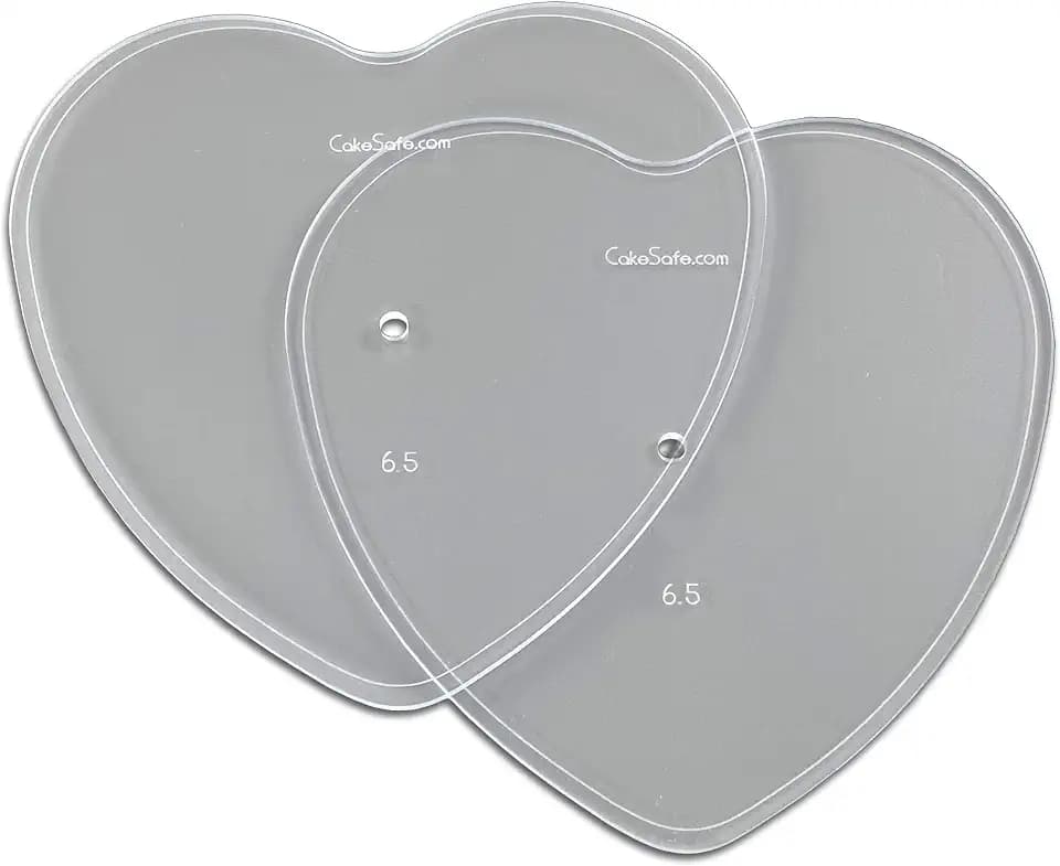 CAKESAFE – 2-6.5” Heart Shaped Clear ¼” Acrylic Disks – Perfect Icing Tool to Smooth the Buttercream on Your Cakes