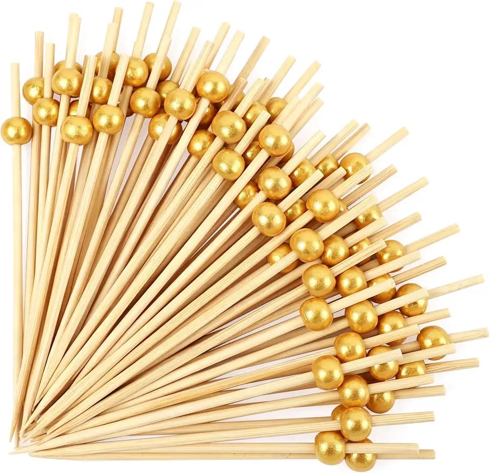 FATLODA 1000PCS Cocktail Picks, Gold Ball Fancy Toothpicks for Appetizers
