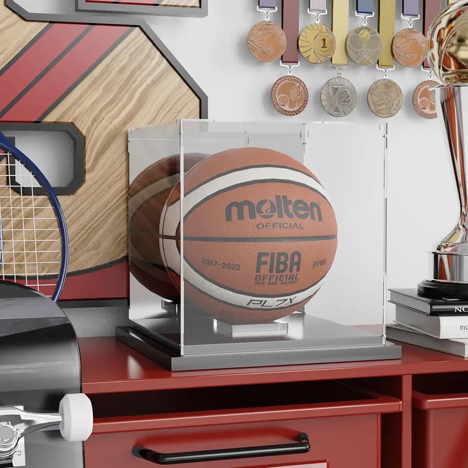 Basketball Display Case Clear Acrylic Display Case with Mirror Back