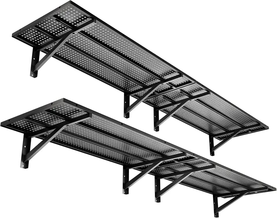 Garage Wall Shelving 4-Pack, 1.64x4ft Wall Mounted Shelves, Black
