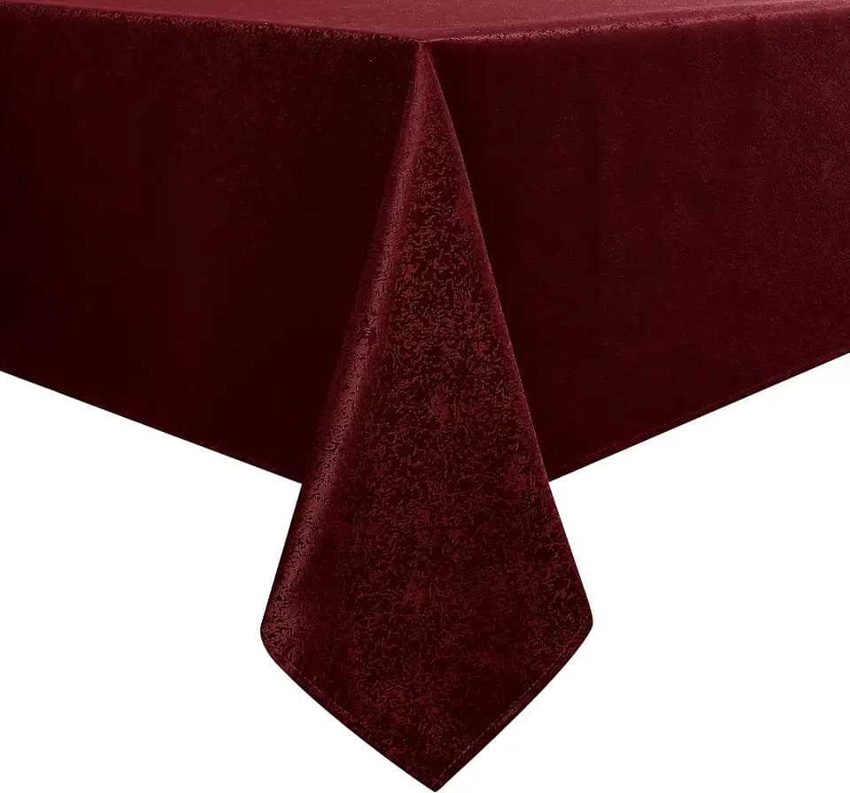 Tablecloth Burgundy Jacquard Rectangle Table Cloth 54 X 78 Inch, Water Resistant and Wrinkle Free Table Cover for Outdoor,Indoor,Party,Wedding,Dining Room