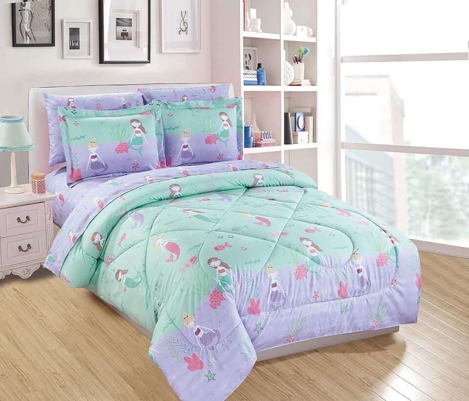 Fancy Linen Boys Girls Characters Comforter Set New (Mermaid, Twin)