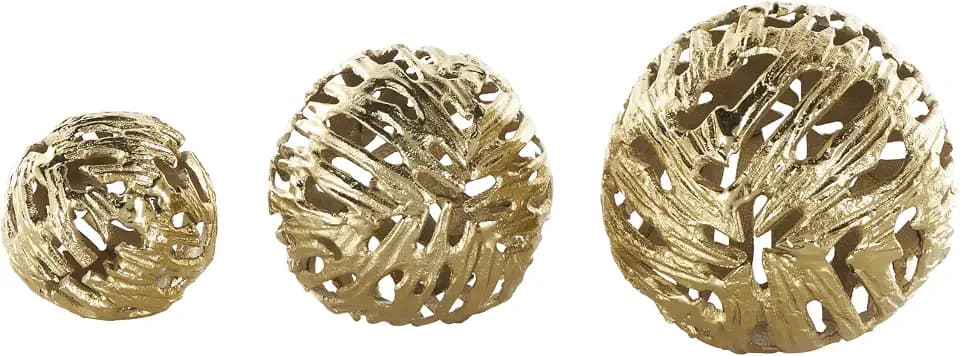 Deco 79 Aluminum Metal Abstract Metallic Cutout Orbs & Vase Filler, Set of 3 7", 6", 4" H, Gold