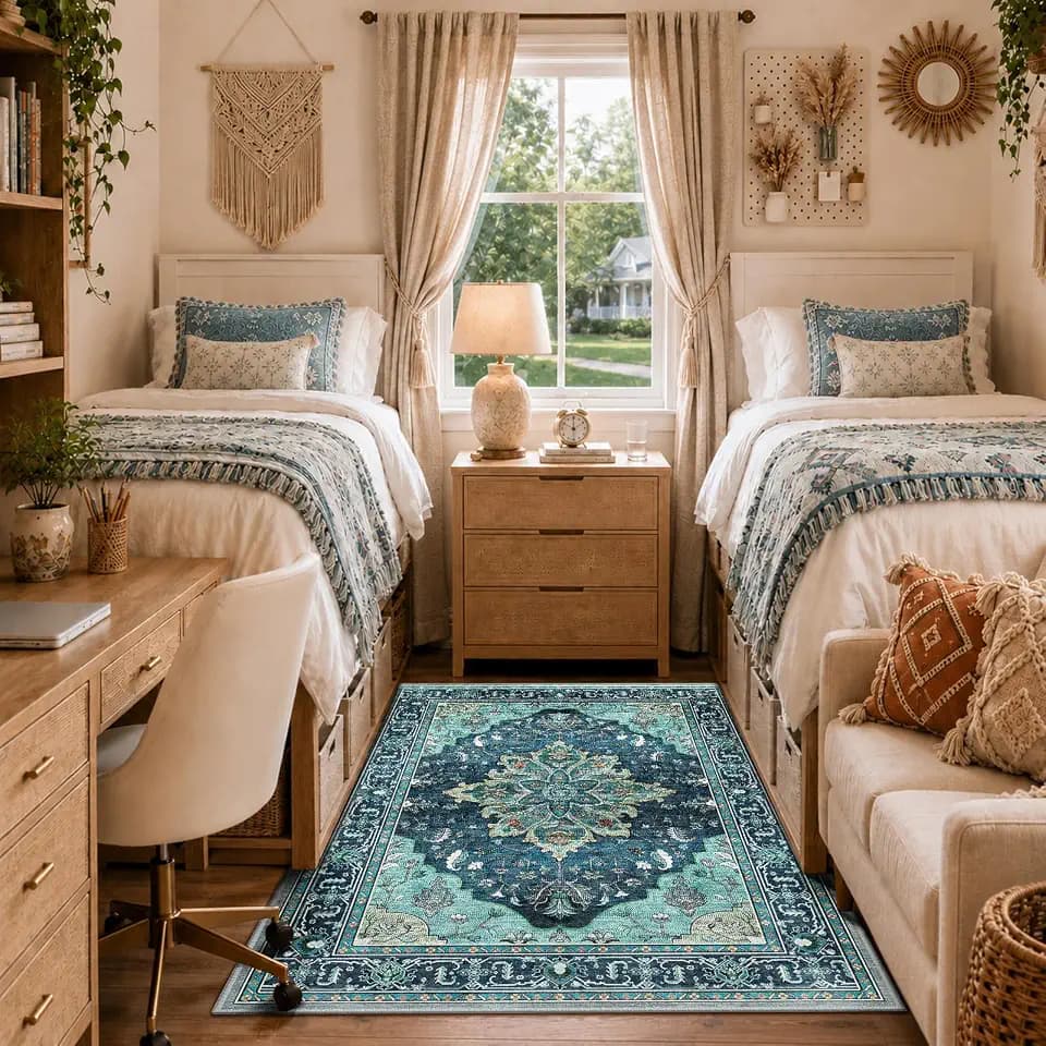RELEANY Washable Area Rug, 4'x6', Teal