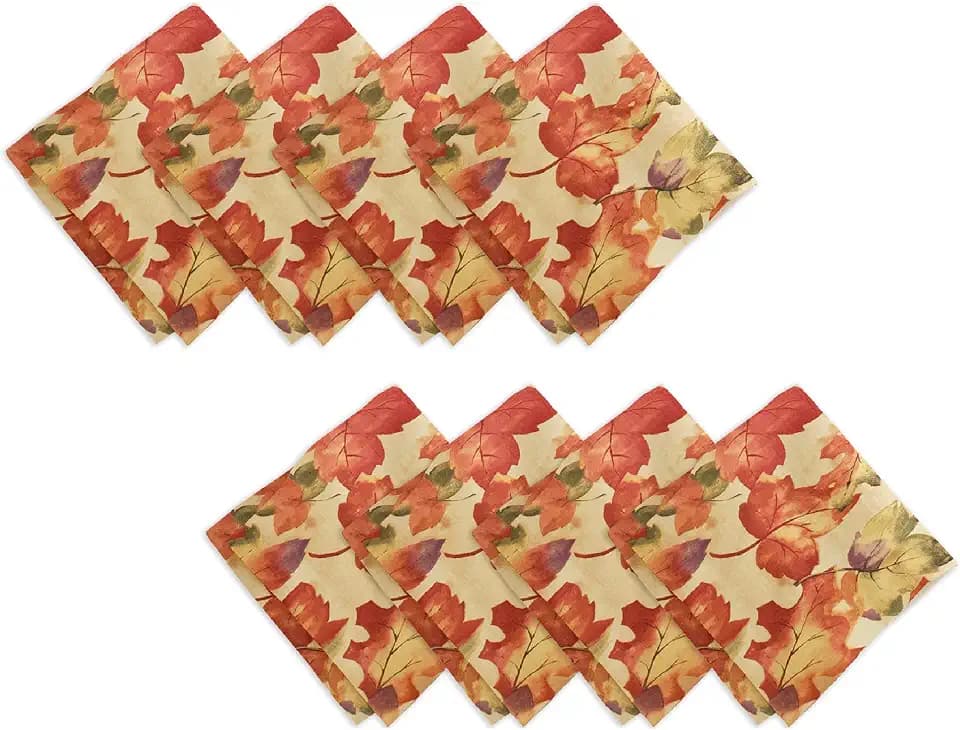 Elrene Home Fashions Harvest-Festival Printed Fall Cloth Dinner Napkins, 17" x 17", Set of 8