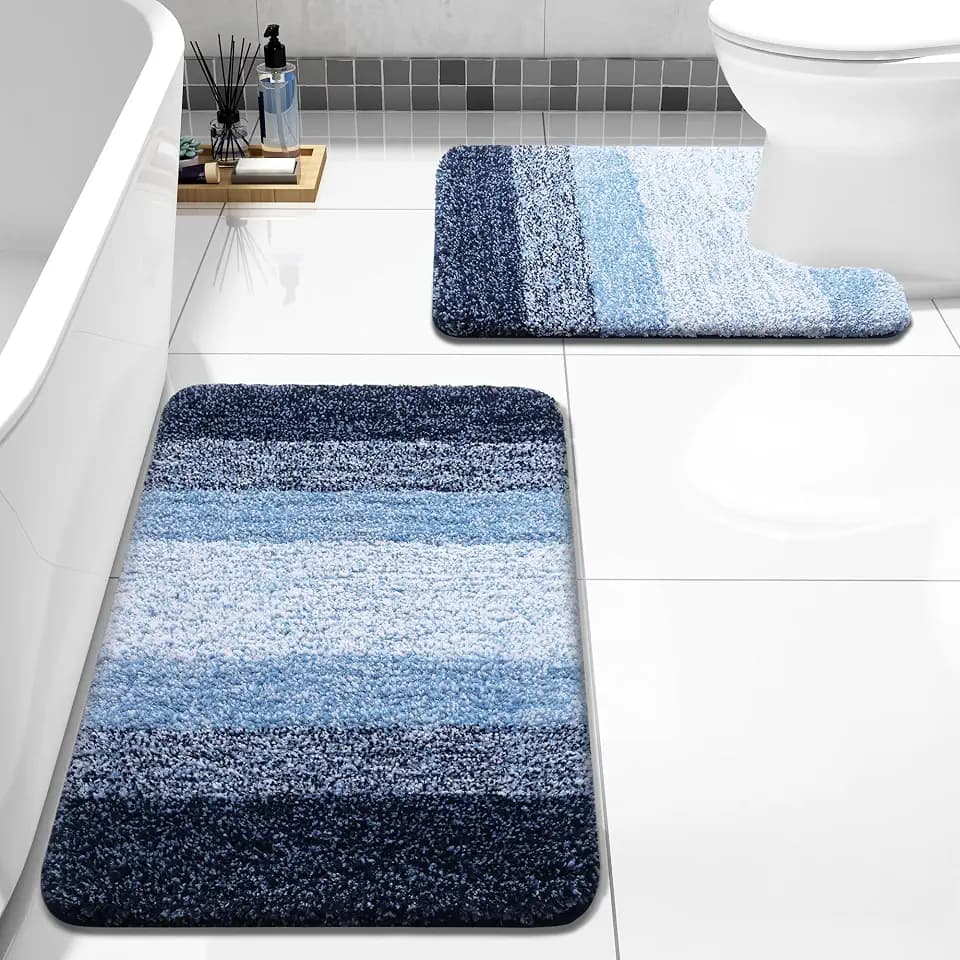 Arotive Microfiber U-Shaped Bathroom Rugs Sets 2 Piece, 30x20+24x20