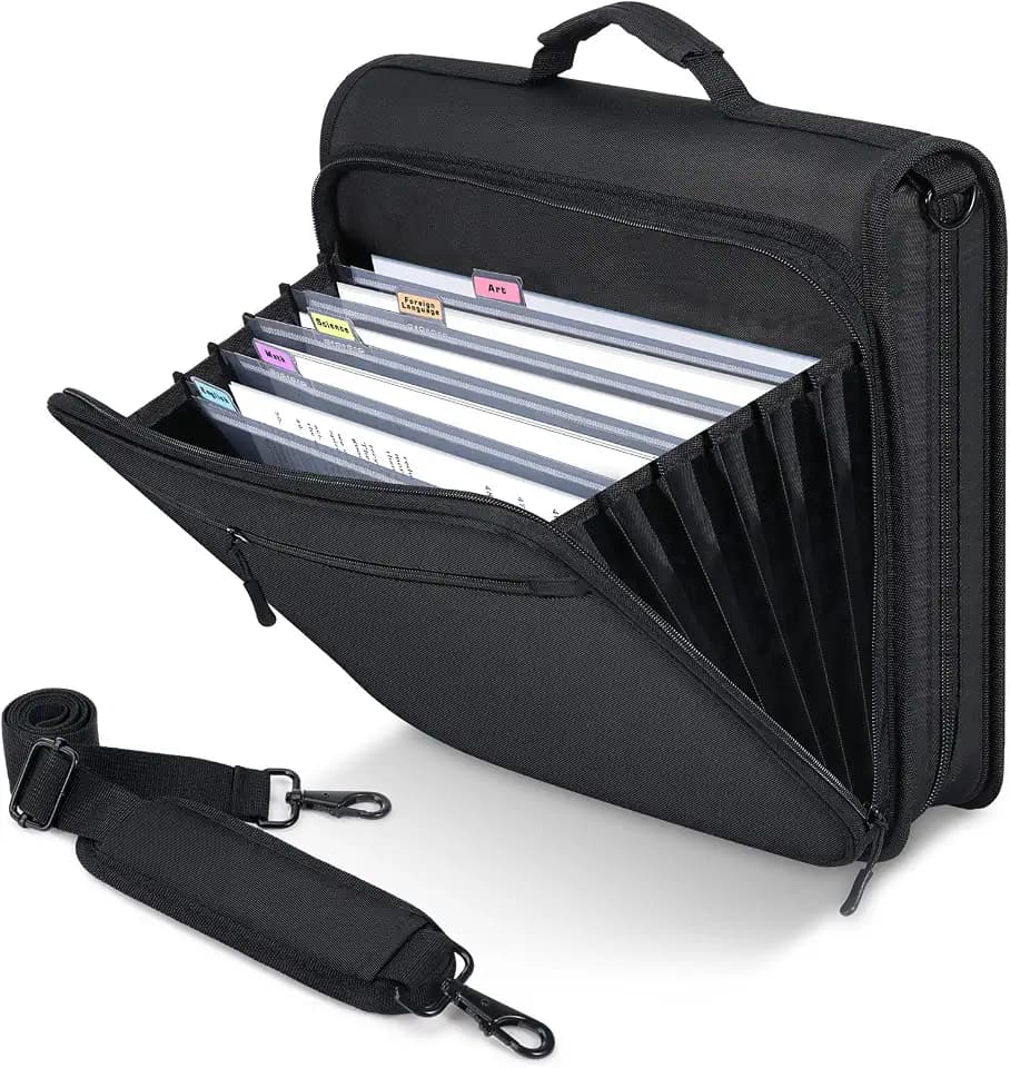 MoKo Zipper Binder, 2-Inch 3-Ring, 500 Sheets, 5-Tab File Folders, Black