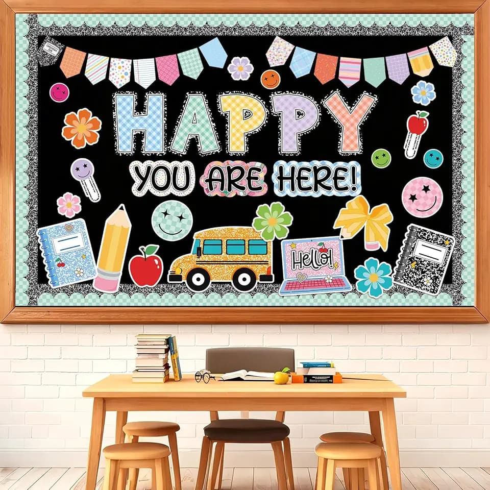 AmazingSpark 108 Pcs Happy You are Here Bulletin Board Decorations