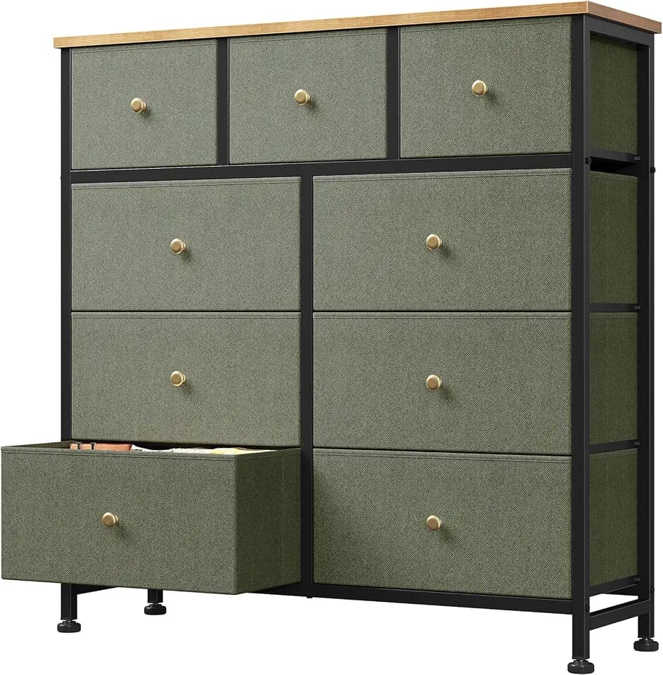 DUMOS 9 Drawer Dresser for Bedroom, Storage Organizer Chest of Drawers